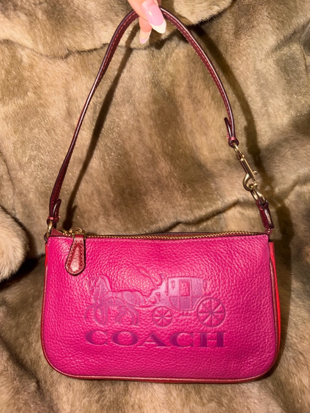 Coach Hot Pink Pebbled Leather Shoulder Bag